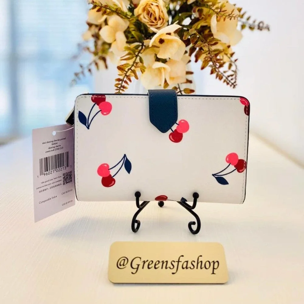 Kate spade staci medium cherry compact bifold wallet new - Picture 2 of 5